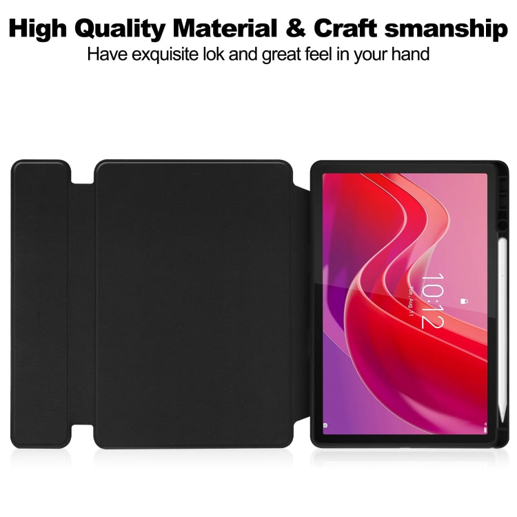 For Lenovo Tab M11/Xiaoxin Pad 11 2024 360 Rotation Transparent Smart Leather Case(Black) - Lenovo by buy2fix | Online Shopping UK | buy2fix