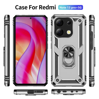 For Xiaomi Redmi Note 13 Pro+ 5G Shockproof TPU + PC Phone Case with Holder(Silver) - Note 13 Pro+ Cases by buy2fix | Online Shopping UK | buy2fix