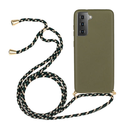 For Samsung Galaxy A35 5G Wheat Straw Material + TPU Phone Case with Lanyard(Army Green) - Galaxy Phone Cases by buy2fix | Online Shopping UK | buy2fix