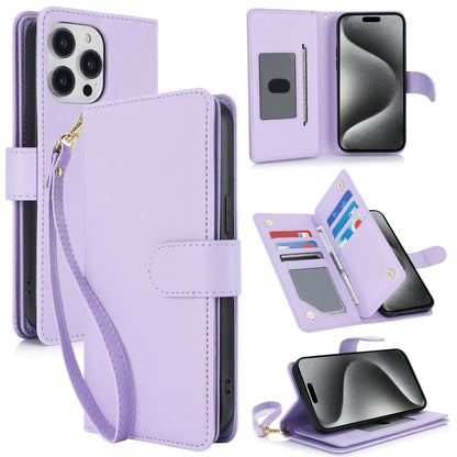 For iPhone 16 Pro Multi-Card Wallet RFID Leather Phone Case(Light Purple) - iPhone 16 Pro Cases by buy2fix | Online Shopping UK | buy2fix