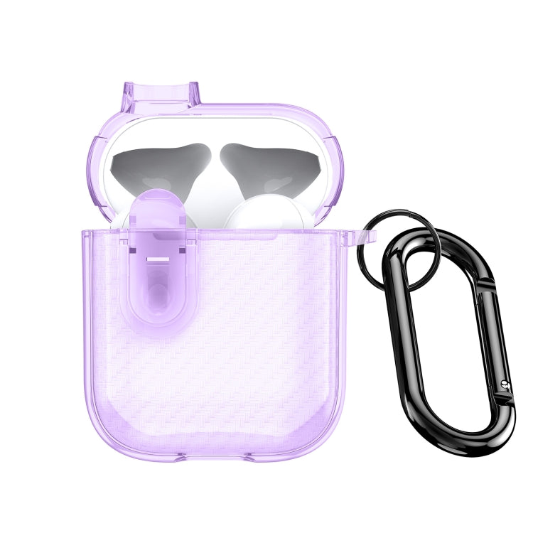 For AirPods 1/2 DUX DUCIS PECK Series Split Transparent Carbon Fiber Earphone Case(Purple) - For AirPods 1/2 by DUX DUCIS | Online Shopping UK | buy2fix