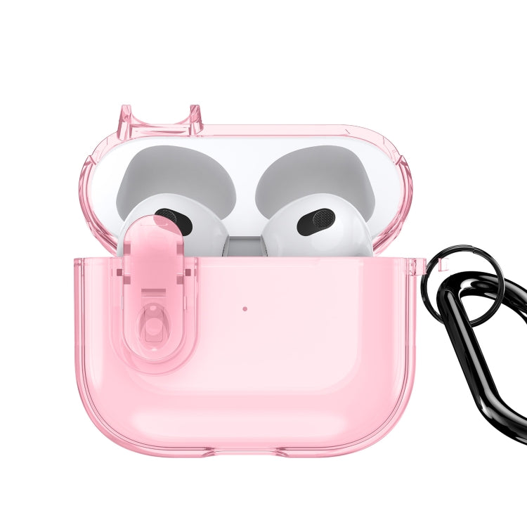 For AirPods 3 DUX DUCIS PECL Series Split Transparent Earphone Case with Hook(Pink) - For AirPods 3 by DUX DUCIS | Online Shopping UK | buy2fix