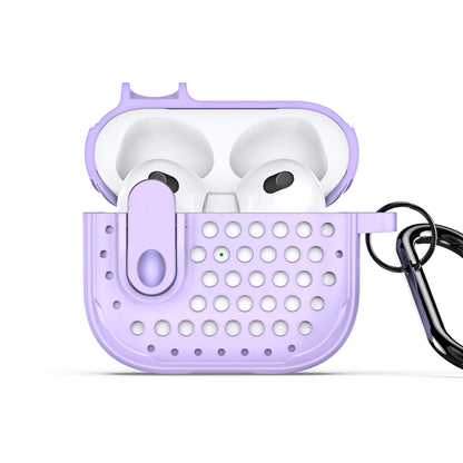 For AirPods 3 DUX DUCIS PECM Series Split Peak Hollow Earphone Case with Hook(Purple) - For AirPods 3 by DUX DUCIS | Online Shopping UK | buy2fix