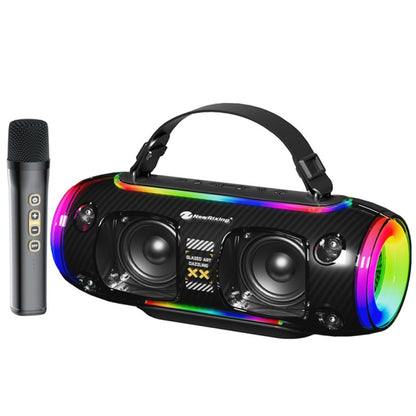 New Rixing NR8806 Portable Outdoor Wireless Bluetooth Speaker RGB Colorful Subwoofer, Style:Single Mic(Black) - Desktop Speaker by NewRixing | Online Shopping UK | buy2fix