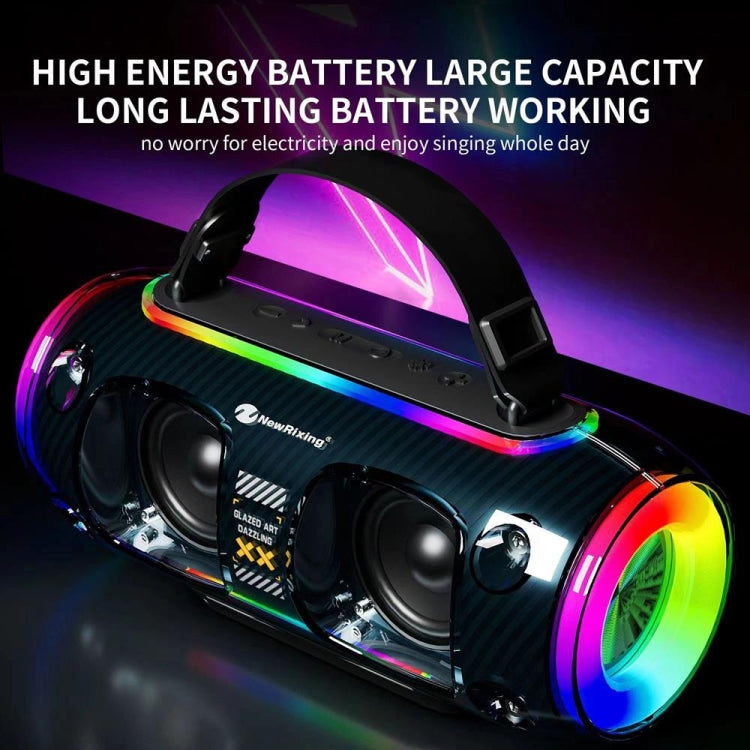 New Rixing NR8806 Portable Outdoor Wireless Bluetooth Speaker RGB Colorful Subwoofer, Style:Dual Mic(Blue) - Desktop Speaker by NewRixing | Online Shopping UK | buy2fix