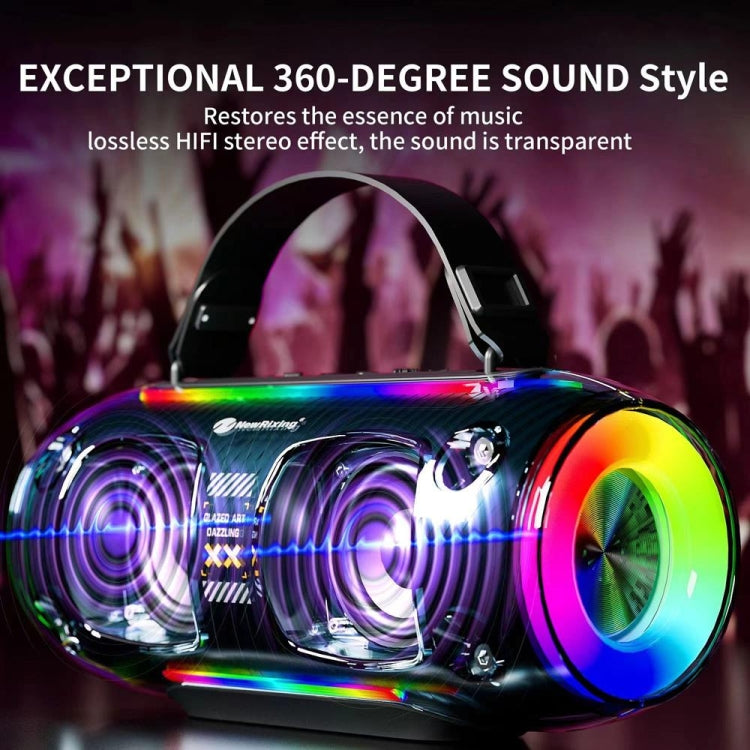 New Rixing NR8806 Portable Outdoor Wireless Bluetooth Speaker RGB Colorful Subwoofer, Style:Dual Mic(Blue) - Desktop Speaker by NewRixing | Online Shopping UK | buy2fix
