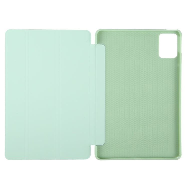 For Lenovo Tab M11/ Xiaoxin Pad 11 2024 Tri-fold Silicone Leather Tablet Case(Green) - Lenovo by buy2fix | Online Shopping UK | buy2fix