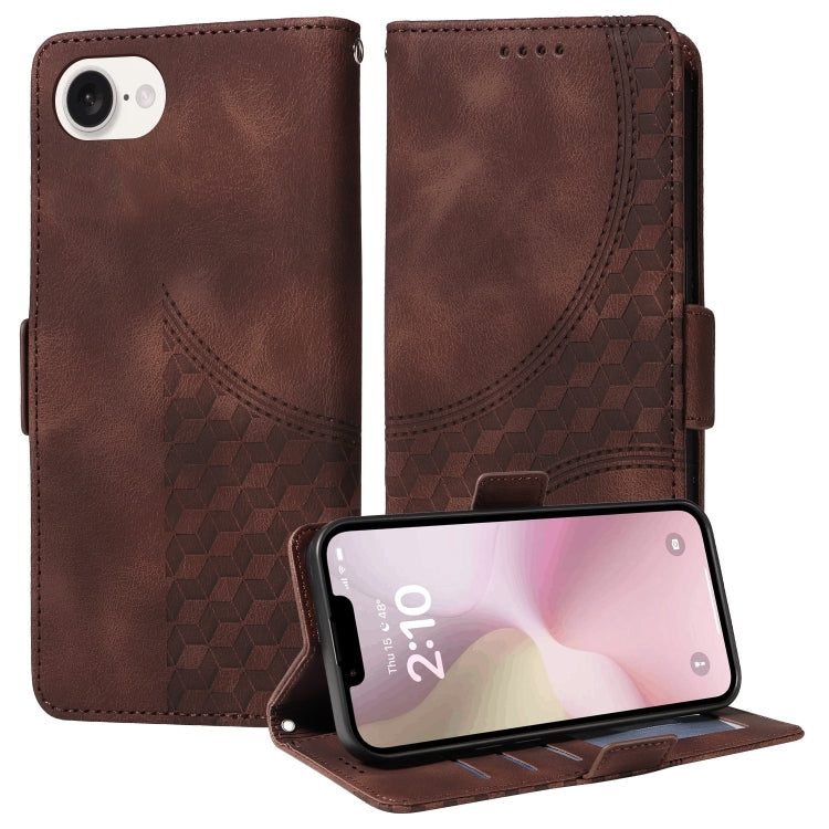 For iPhone SE 2024 Embossed Rhombus Starry Leather Phone Case(Brown) - More iPhone Cases by buy2fix | Online Shopping UK | buy2fix