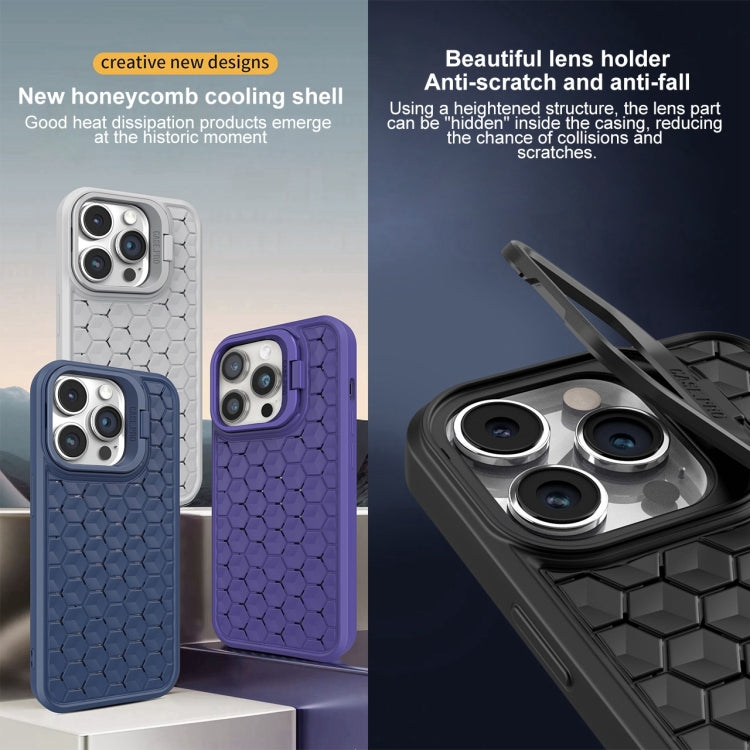 For iPhone 14 Plus Honeycomb Radiating Lens Holder Magsafe Phone Case(Grey) - iPhone 14 Plus Cases by buy2fix | Online Shopping UK | buy2fix