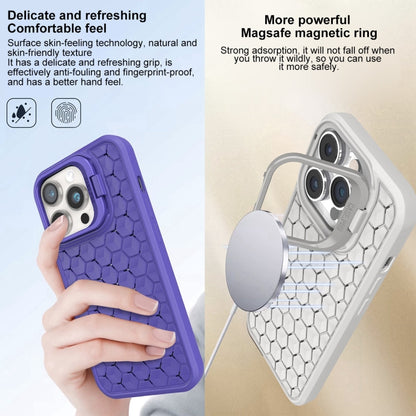 For iPhone 13 Honeycomb Radiating Lens Holder Magsafe Phone Case(Purple) - iPhone 13 Cases by buy2fix | Online Shopping UK | buy2fix