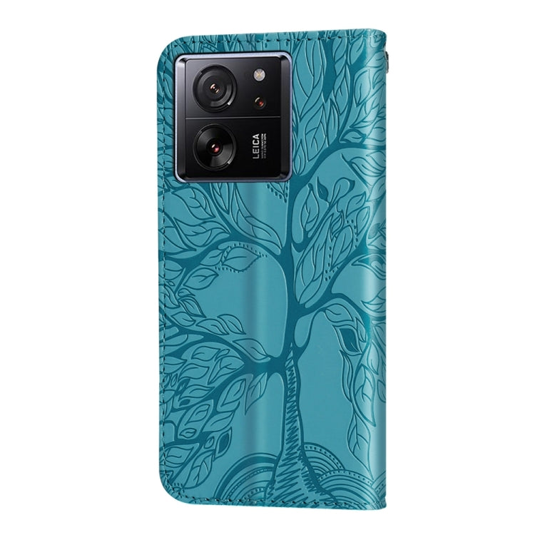 For Xiaomi 13T Life Tree Embossing Pattern Leather Phone Case(Blue) - Xiaomi Cases by buy2fix | Online Shopping UK | buy2fix