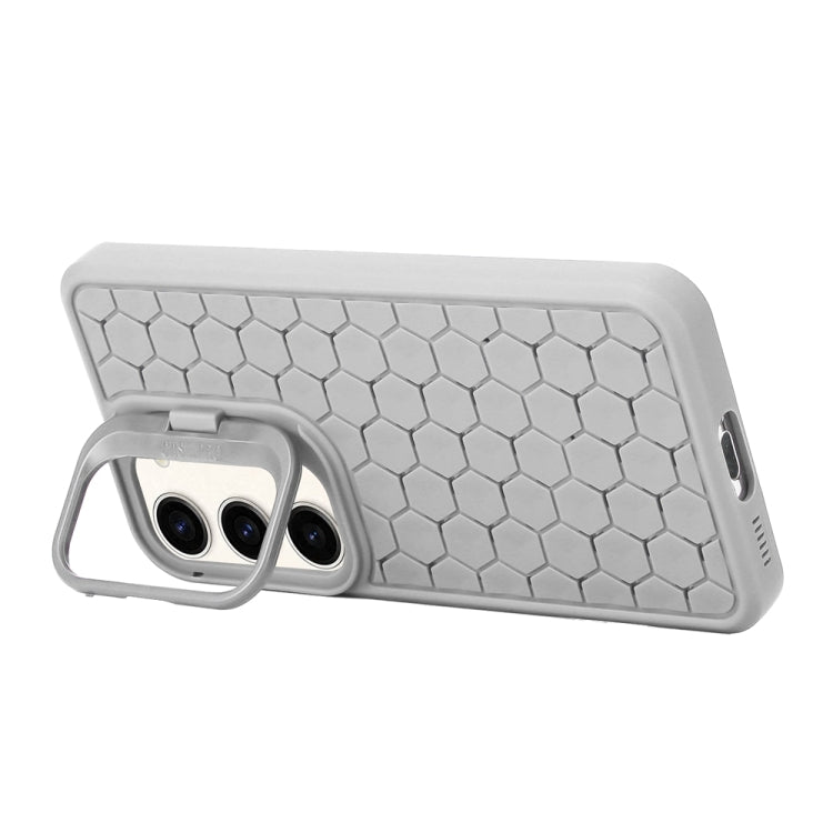 For Samsung Galaxy S24+ 5G Honeycomb Radiating Lens Holder Magsafe Phone Case(Grey) - Galaxy S24+ 5G Cases by buy2fix | Online Shopping UK | buy2fix