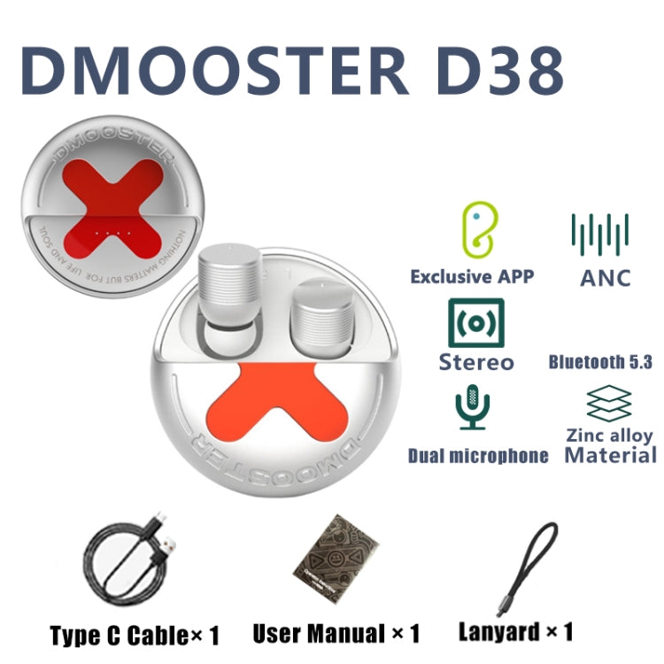 D MOOSTER D38 TWS Active Noise Reduction In-Ear Bluetooth Earphones Support APP Control(White) - TWS Earphone by D MOOSTER | Online Shopping UK | buy2fix