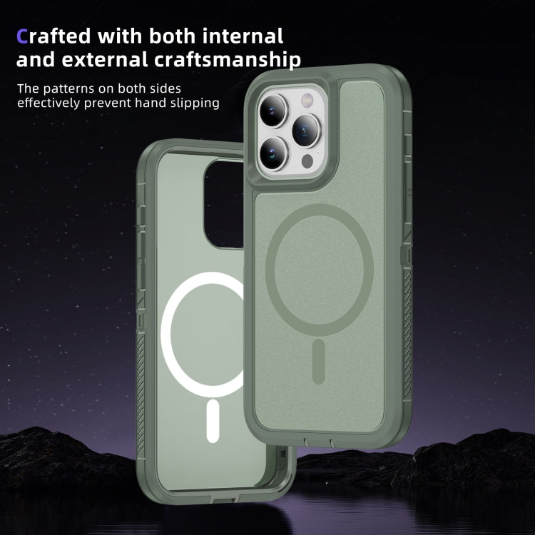 For iPhone 14 Pro Max Guard Magsafe Magnetic Ring Matte Phone Case(Green) - iPhone 14 Pro Max Cases by buy2fix | Online Shopping UK | buy2fix