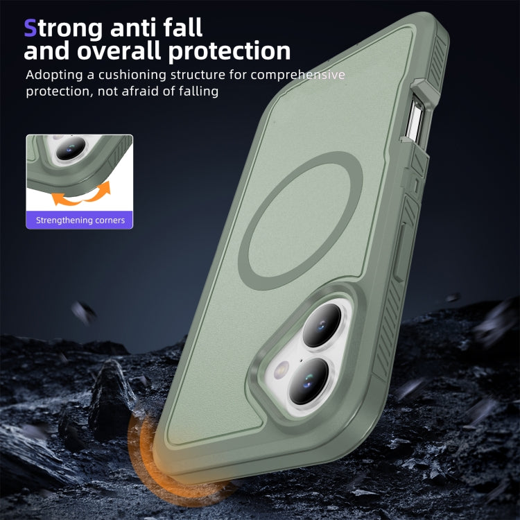 For iPhone 16 Guard Magsafe Magnetic Ring Matte Phone Case(Green) - iPhone 16 Cases by buy2fix | Online Shopping UK | buy2fix