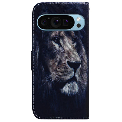 For Google Pixel 9 Coloured Drawing Flip Leather Phone Case(Lion) - Google Cases by buy2fix | Online Shopping UK | buy2fix