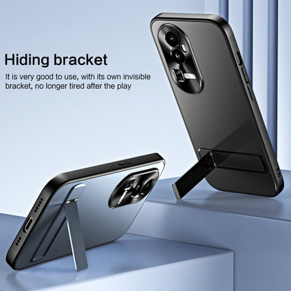 For OPPO Reno10 / Reno10 Pro Global R-JUST RJ-61 Electroplating Frosted TPU + PC Phone Case with Holder(Silver) - OPPO Cases by R-JUST | Online Shopping UK | buy2fix