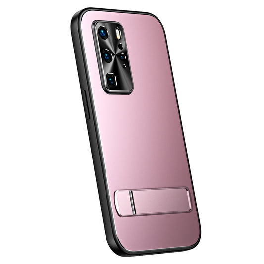 For Huawei P40 R-JUST RJ-61 Electroplating Frosted TPU + PC Phone Case with Holder(Pink) - Huawei Cases by R-JUST | Online Shopping UK | buy2fix