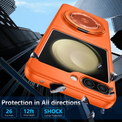 For Samsung Galaxy Z Flip5 5G 360 Degree Rotating Holder MagSafe PC Full Coverage Shockproof Phone Case(Orange) - Galaxy Z Flip5 Cases by buy2fix | Online Shopping UK | buy2fix