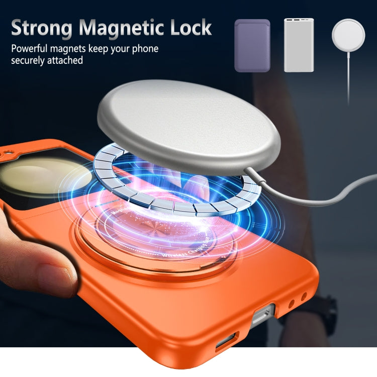 For Samsung Galaxy Z Flip5 5G 360 Degree Rotating Holder MagSafe PC Full Coverage Shockproof Phone Case(Orange) - Galaxy Z Flip5 Cases by buy2fix | Online Shopping UK | buy2fix