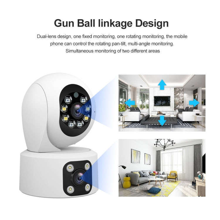 SriHome SH049 2MP + 2MP Humanoid Tracking Smart Night Vision Dual Lens HD IP Camera(UK Plug) - Wireless Camera by SriHome | Online Shopping UK | buy2fix