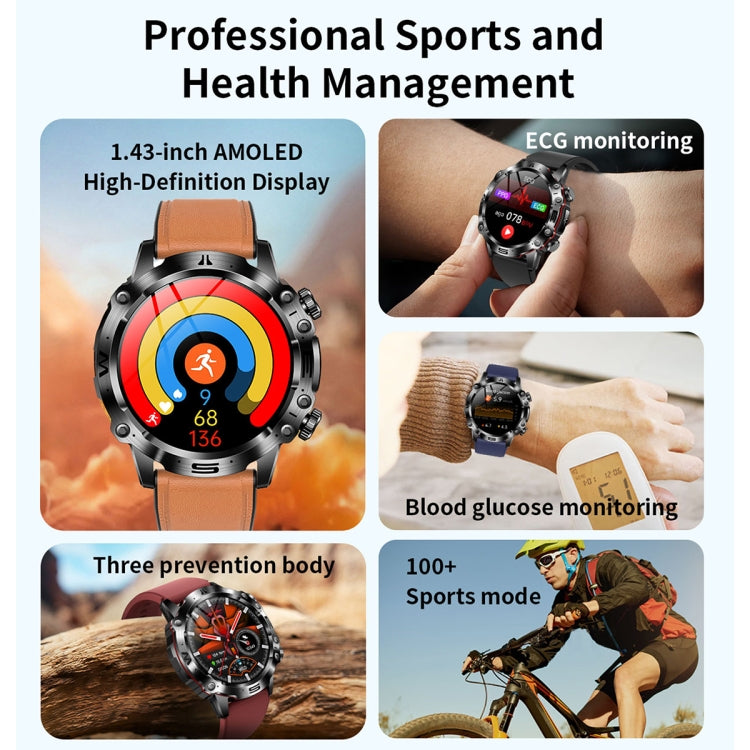 ET482 1.43 inch AMOLED Screen Sports Smart Watch Support Bluethooth Call /  ECG Function(Blue Silicone Band) - Smart Watches by buy2fix | Online Shopping UK | buy2fix