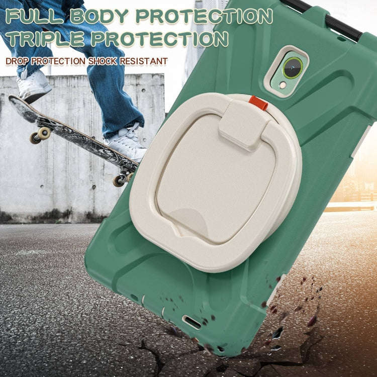 For Samsung Galaxy Tab Active5 X300 Silicone Hybrid PC Tablet Case with Holder & Shoulder Strap(Emerald Green) - Other Galaxy Tab PC by buy2fix | Online Shopping UK | buy2fix