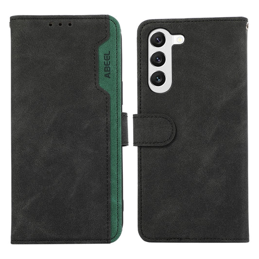 For Samsung Galaxy S22 5G ABEEL Color Block Magnetic RFID Leather Phone Case(Black-Green) - Galaxy S22 5G Cases by buy2fix | Online Shopping UK | buy2fix