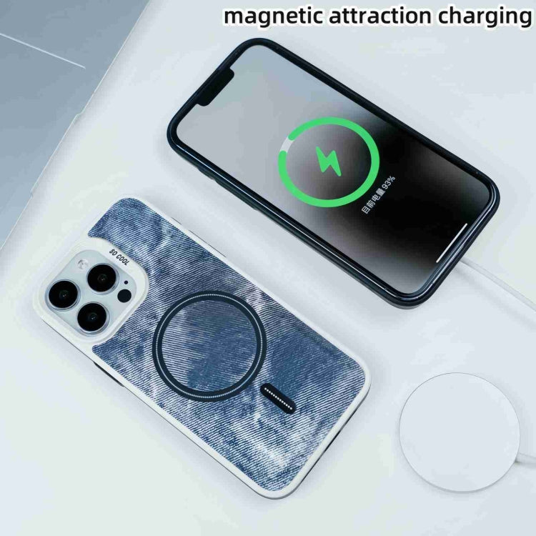 For iPhone 13 Pro Max Contrast Color Denim MagSafe Magnetic Phone Case(Grey Blue) - iPhone 13 Pro Max Cases by buy2fix | Online Shopping UK | buy2fix