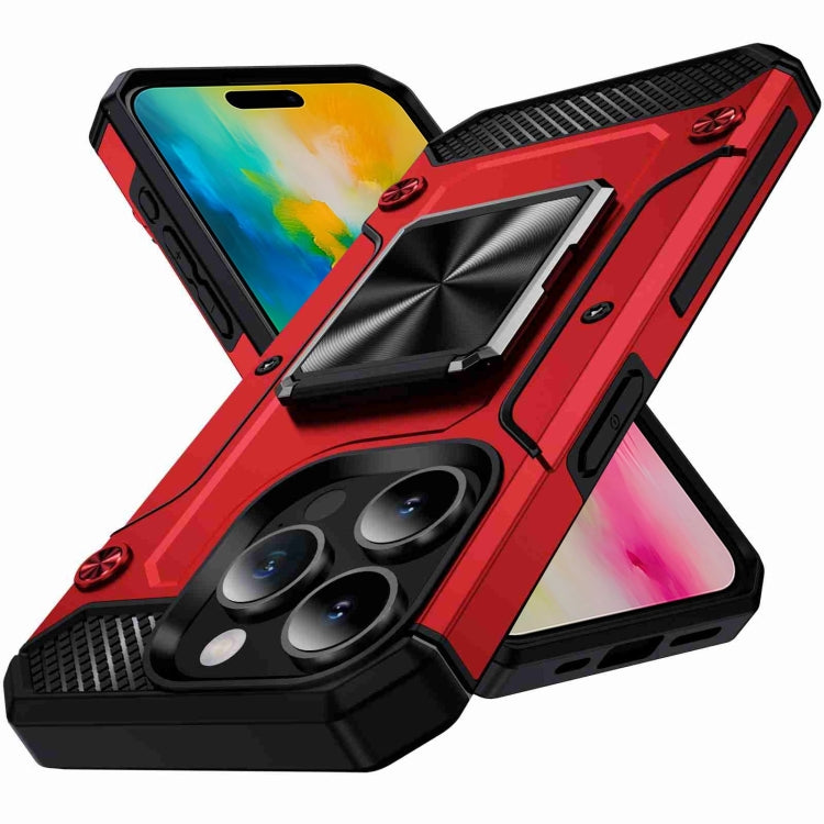 For iPhone 16 Pro Shockproof Metal Holder Phone Case(Red) - iPhone 16 Pro Cases by buy2fix | Online Shopping UK | buy2fix