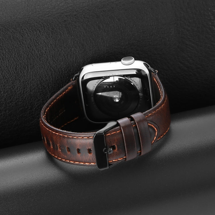 For Apple Watch Series 6 40mm DUX DUCIS Business Genuine Leather Watch Strap(Coffee) - Watch Bands by DUX DUCIS | Online Shopping UK | buy2fix