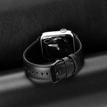 For Apple Watch Series 6 44mm DUX DUCIS Business Genuine Leather Watch Strap(Black) - Watch Bands by DUX DUCIS | Online Shopping UK | buy2fix