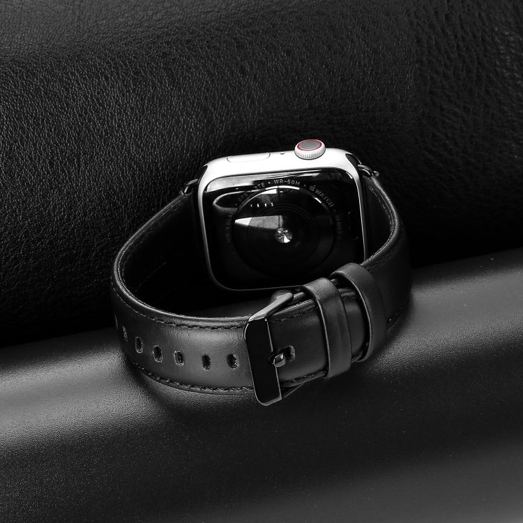 For Apple Watch Series 3 38mm DUX DUCIS Business Genuine Leather Watch Strap(Black) - Watch Bands by DUX DUCIS | Online Shopping UK | buy2fix