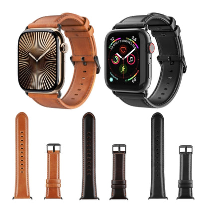 For Apple Watch SE 44mm DUX DUCIS Business Genuine Leather Watch Strap(Coffee) - Watch Bands by DUX DUCIS | Online Shopping UK | buy2fix