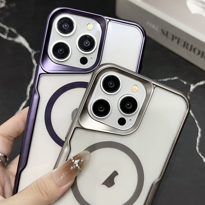 For iPhone 14 Blade Electroplating Frosted MagSafe Magnetic Phone Case(Purple) - iPhone 14 Cases by buy2fix | Online Shopping UK | buy2fix