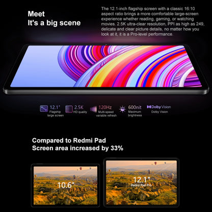 Xiaomi Redmi Pad Pro 12.1 inch Tablet PC, 8GB+128GB, HyperOS Qualcomm Snapdragon 7s Gen2 Octa Core, 10000mAh Battery(Cyan) - Other by Xiaomi | Online Shopping UK | buy2fix