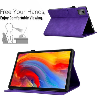 For Lenovo Tab M11 / Xiaoxin Pad 11 2024 Tower Embossed Leather Smart Tablet Case(Purple) - Lenovo by buy2fix | Online Shopping UK | buy2fix