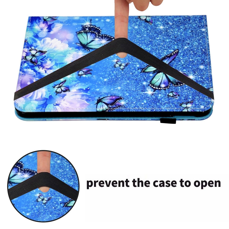 For Lenovo Tab M11 / Xiaoxin Pad 11 2024 Colored Drawing Stitching Elastic Band Leather Smart Tablet Case(Butterfly) - Lenovo by buy2fix | Online Shopping UK | buy2fix