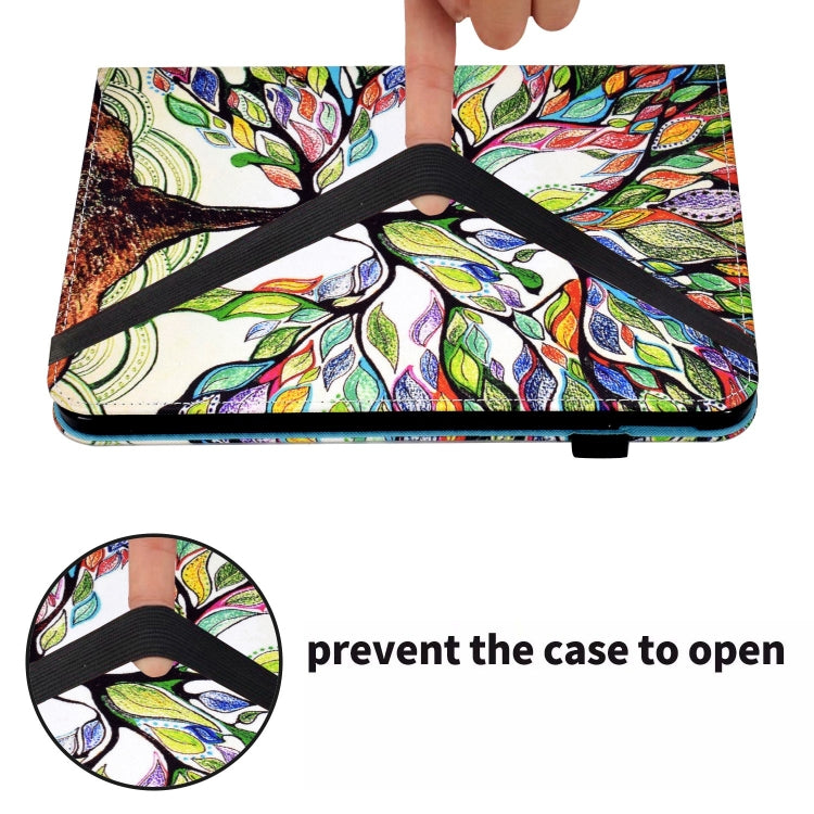 For Lenovo Tab M11 / Xiaoxin Pad 11 2024 Colored Drawing Stitching Elastic Band Leather Smart Tablet Case(Life Tree) - Lenovo by buy2fix | Online Shopping UK | buy2fix