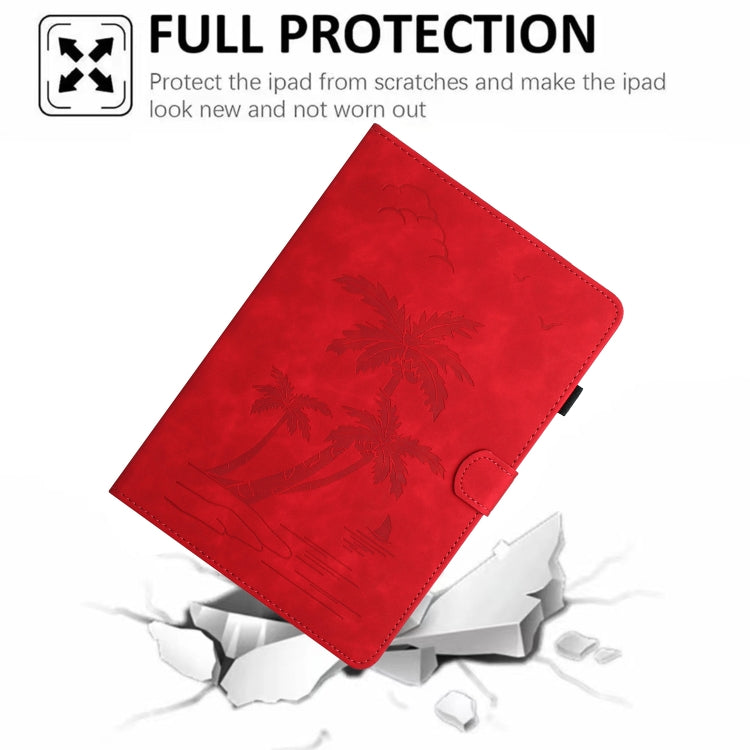 For iPad Pro 11 2024 Coconut Tree Embossed Smart Leather Tablet Case(Red) - iPad Pro 11 2024 Cases by buy2fix | Online Shopping UK | buy2fix