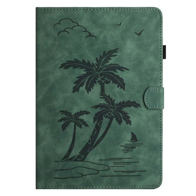 For Samsung Galaxy Tab S9 X710/X716B/X718U Coconut Tree Embossed Smart Leather Tablet Case(Green) - Galaxy Tab S9 Cases by buy2fix | Online Shopping UK | buy2fix