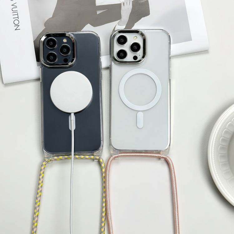 For iPhone 15 Plus MagSafe Magnetic PC + TPU Phone Case with Lanyard(Creamy White) - iPhone 15 Plus Cases by buy2fix | Online Shopping UK | buy2fix