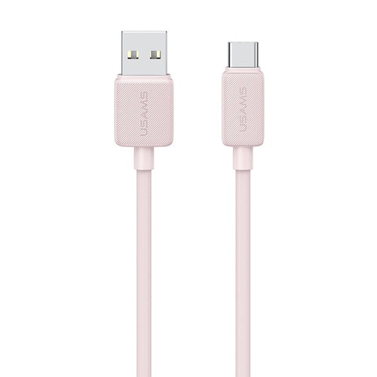 USAMS US-SJ698 USB to USB-C / Type-C 3A Striped Fast Charge Data Cable, Length:3m(Pink) - USB-C & Type-C Cable by USAMS | Online Shopping UK | buy2fix