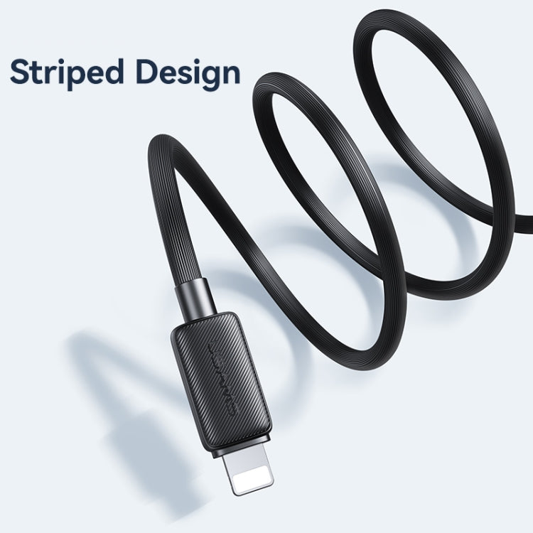 USAMS US-SJ694 USB to 8 Pin 2.4A Striped Fast Charge Data Cable, Length:2m(Black) - Normal Style Cable by USAMS | Online Shopping UK | buy2fix