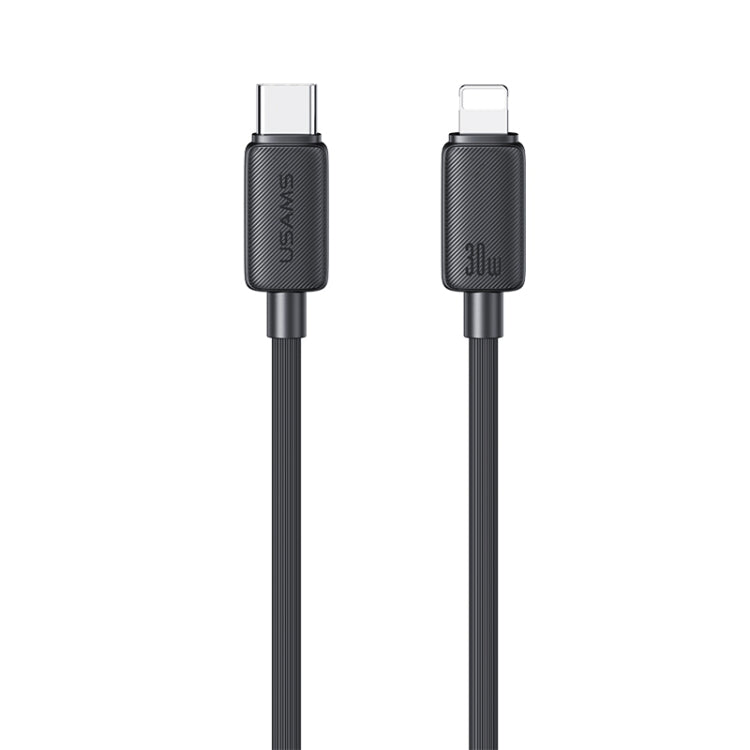 USAMS US-SJ702 USB-C / Type-C to 8 Pin 30W Striped Fast Charge Data Cable, Length:3m(Black) - 2 in 1 Cable by USAMS | Online Shopping UK | buy2fix