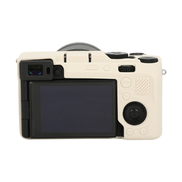 For Sony ILCE-7CM2 / A7C II / A7CR Litchi Texture Soft Silicone Protective Case(White) - Protective Case by buy2fix | Online Shopping UK | buy2fix