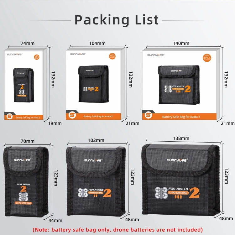 For DJI Avata 2 Sunnylife Battery Explosion-proof Safe Bag Protective Li-Po Safe Bag(For 2pcs Batteries) -  by Sunnylife | Online Shopping UK | buy2fix