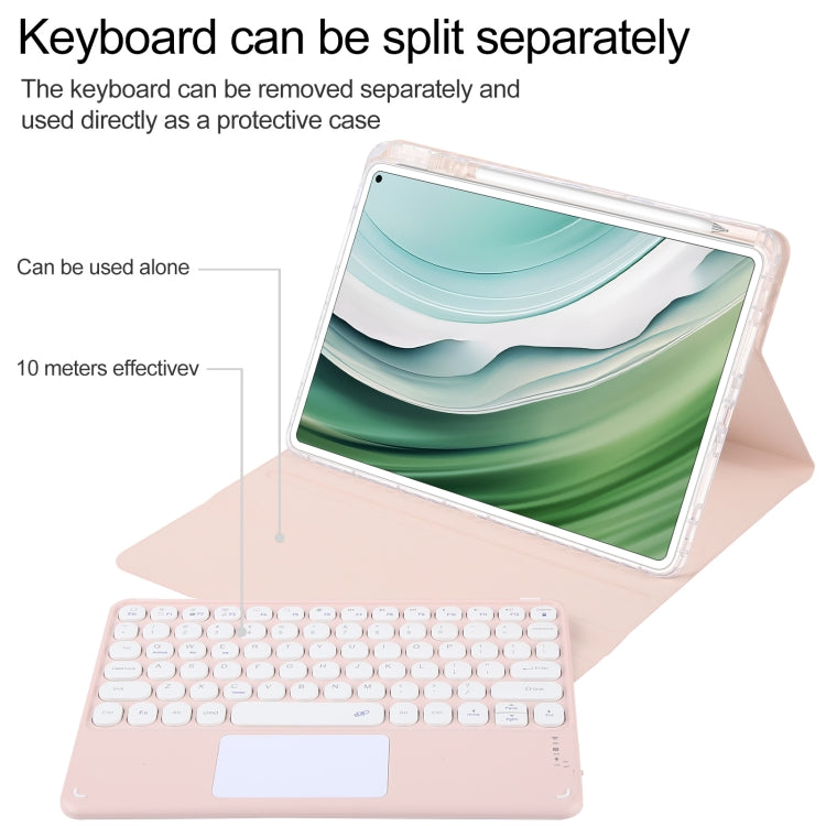 For Huawei MatePad Pro 11 2024 / 2022 Round Button Bluetooth Keyboard Rotatable Holder Leather Case with Touchpad(Rose Gold) - Huawei Keyboard by buy2fix | Online Shopping UK | buy2fix