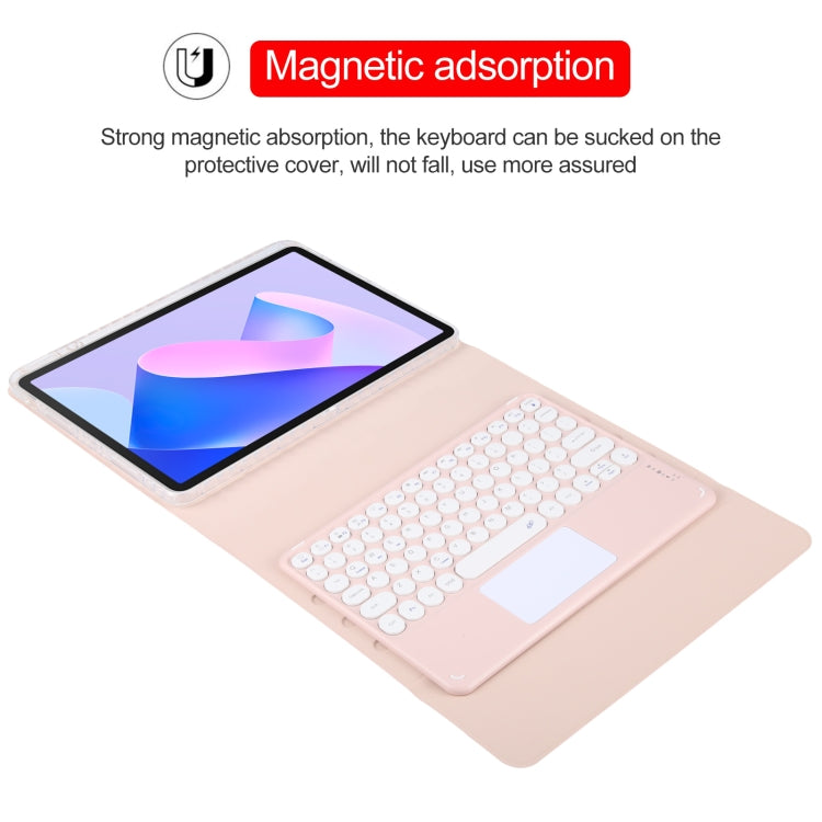 For Huawei MatePad 11 2023 / 2021 Round Button Bluetooth Keyboard Rotatable Holder Leather Case with Touchpad(Rose Gold) - Huawei Keyboard by buy2fix | Online Shopping UK | buy2fix