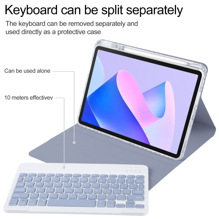 For Huawei MatePad 11 2023 / 2021 Square Button Bluetooth Keyboard Rotatable Holder Leather Case(Lavender Purple) - Huawei Keyboard by buy2fix | Online Shopping UK | buy2fix